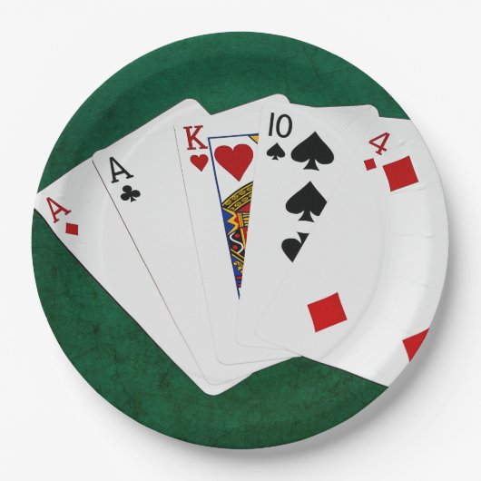 Poker Hände - eine Seite - As Pappteller (Vorderseite)