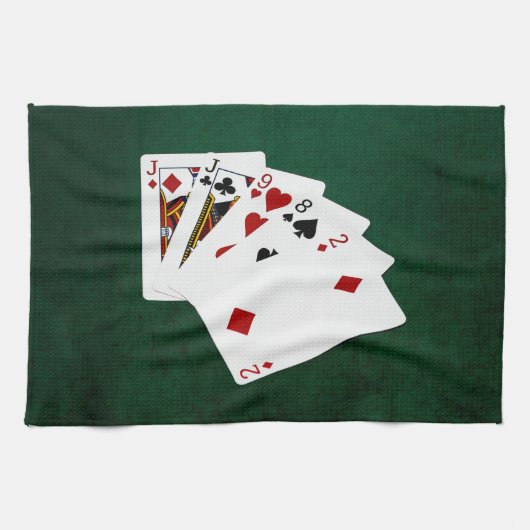 Poker Hände - Eine Seite - Jack Geschirrtuch (Horizontal)
