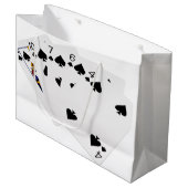 Poker Hände - Flush - Spades Anzug Große Geschenktüte (Vorderseite Schrägansicht)