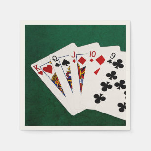 Poker Hände - gerade - König bis neun Serviette