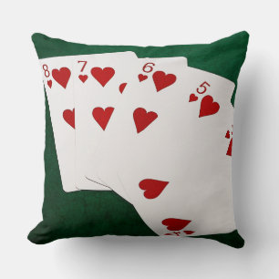 Poker Hände - Straight Flush - Hearts Anzug Kissen