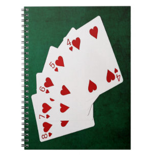 Poker Hände - Straight Flush - Hearts Anzug Notizblock
