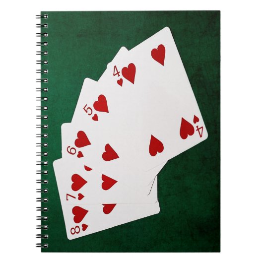 Poker Hände - Straight Flush - Hearts Anzug Notizblock (Vorderseite)