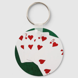 Poker Hände - Straight Flush - Hearts Anzug Schlüsselanhänger