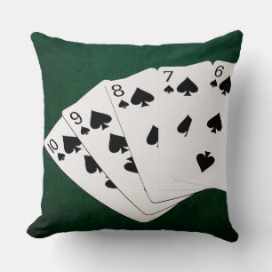 Poker Hände - Straight Flush - Spades Anzug Kissen
