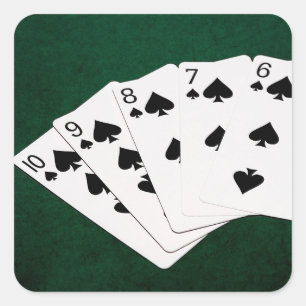 Poker Hände - Straight Flush - Spades Anzug Quadratischer Aufkleber