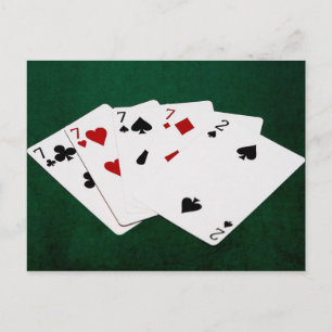 Poker Hände - vier von einer Art - sieben und zwei Postkarte