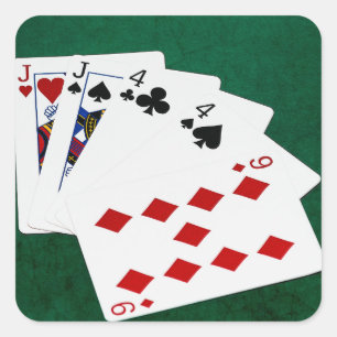 Poker Hände - Zwei Paar - Jack, vier Quadratischer Aufkleber