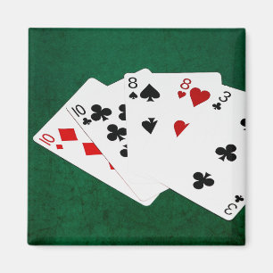 Poker Hände - zwei Paar - zehn, acht Magnet