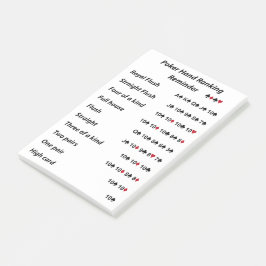 Poker-Handklassifizierungs-Erinnerung Post-it Klebezettel