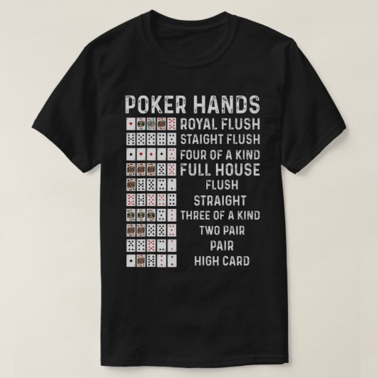 Poker Hands Cheat Sheet Card Casino Games Funny Pl T-Shirt (Design vorne)