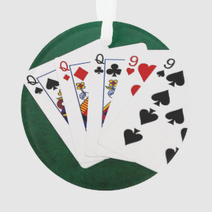 Poker Hands - Full House - Queen and Nine Ornament