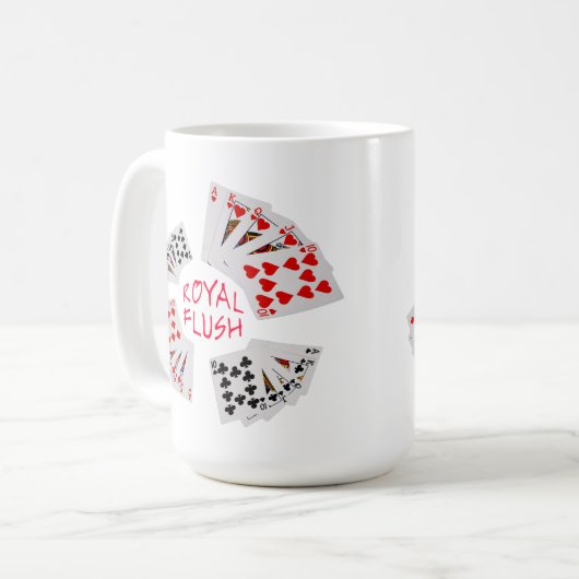 Poker Hands - Royal Flush Anpassbar Kaffeetasse (Vorderseite Links)