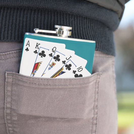 Poker Hands - Royal Flush - Clubs Anzug Flachmann (Beispiel)