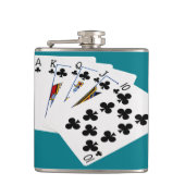 Poker Hands - Royal Flush - Clubs Anzug Flachmann (Vorderseite)