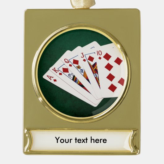 Poker Hands - Royal Flush - Diamonds Anzug Banner-Ornament Gold (Vorderseite)