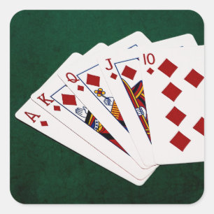 Poker Hands - Royal Flush - Diamonds Anzug Quadratischer Aufkleber