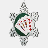 Poker Hands - Royal Flush - Diamonds Anzug Schneeflocken Zinn-Ornament (Rechts)