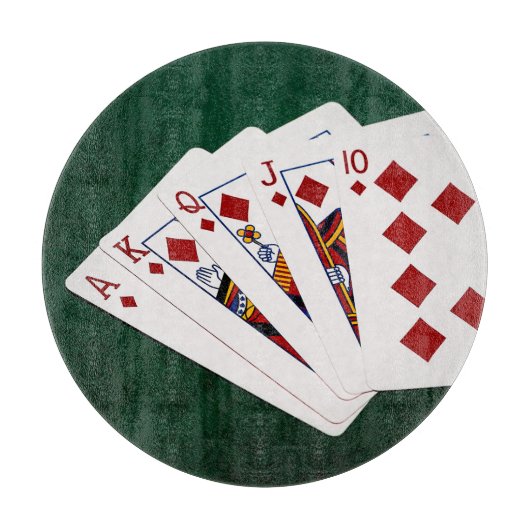 Poker Hands - Royal Flush - Diamonds Anzug Schneidebrett (Vorderseite)