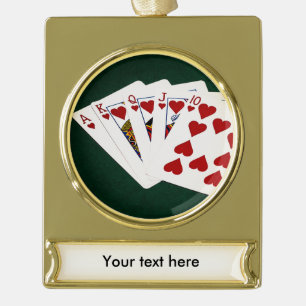 Poker Hands - Royal Flush - Herz Anzug Banner-Ornament Gold