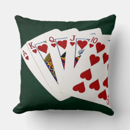 Poker Hands - Royal Flush - Herz Anzug Kissen