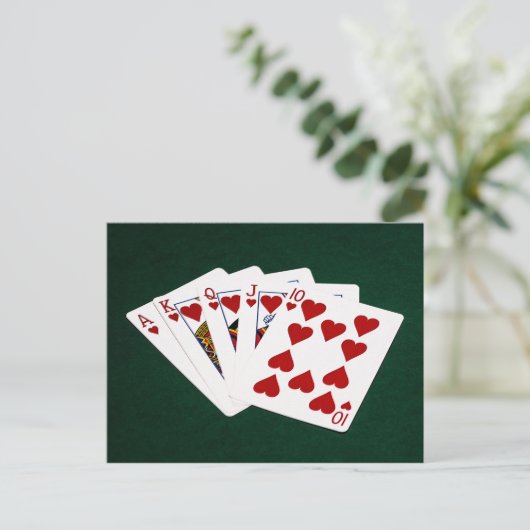 Poker Hands - Royal Flush - Herz Anzug Postkarte (Stehend Vorderseite)