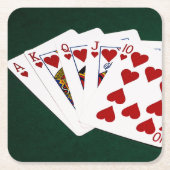 Poker Hands - Royal Flush - Herz Anzug Rechteckiger Pappuntersetzer (Vorderseite)