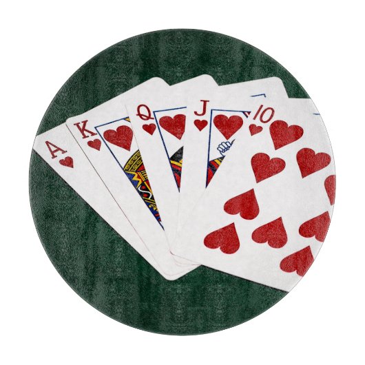 Poker Hands - Royal Flush - Herz Anzug Schneidebrett (Vorderseite)