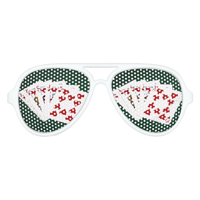 Poker Hands - Royal Flush - Herz Anzug Sonnenbrille (Vorderseite)