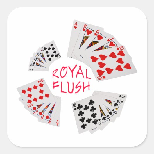 Poker Hands - Royal Flush Quadratischer Aufkleber (Vorderseite)