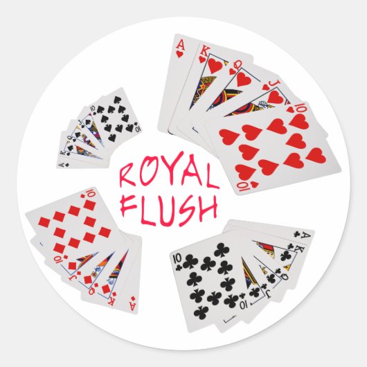 Poker Hands - Royal Flush Runder Aufkleber (Vorderseite)