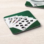 Poker Hands - Royal Flush - Spades Anzug Getränkeuntersetzer (Linke Seite)