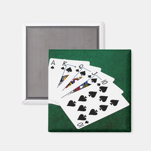 Poker Hands - Royal Flush - Spades Anzug Magnet (Vorderseite/Rückseite)