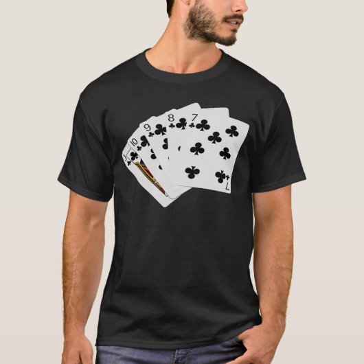 Poker Hands - Straight Flush - Clubs Anzug T-Shirt (Vorderseite)