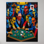 Poker im kubistischen Stil spielen um den Tisch Poster (Vorne)