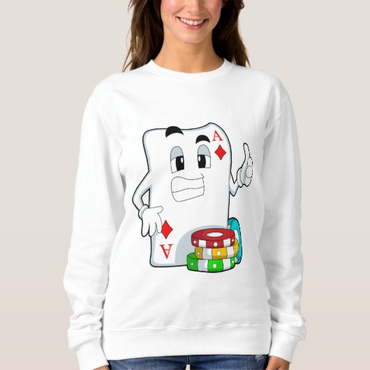 Poker-Karte mit Poker-Chips Sweatshirt (Vorderseite)