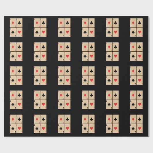 Poker Karten Ässer Karo Herz Pik Kreuz Geschenkpapier (Flach)