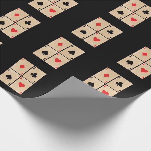 Poker Karten Ässer Karo Herz Pik Kreuz Geschenkpapier (Ecke)