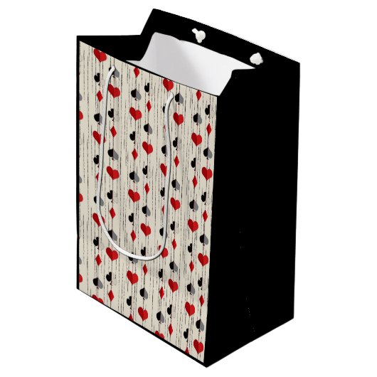 Poker Kartensymbol Mittlere Geschenktüte (Vorderseite Schrägansicht)