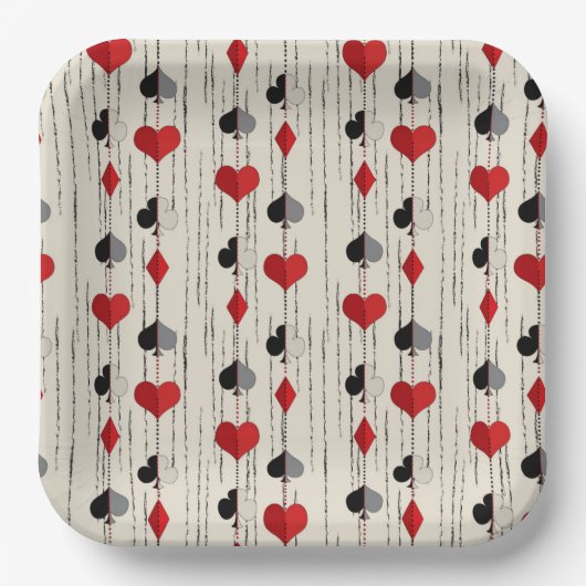 Poker Kartensymbol Pappteller (Vorderseite)