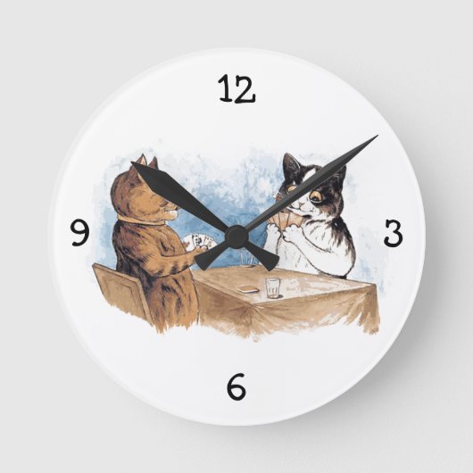 Poker-Kätzchen-Uhr Runde Wanduhr (Vorderseite)