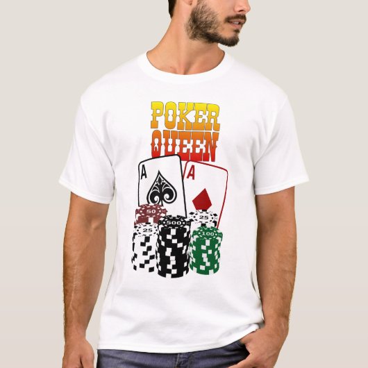 Poker-Königin - zwei Asse und Chips T-Shirt (Vorderseite)