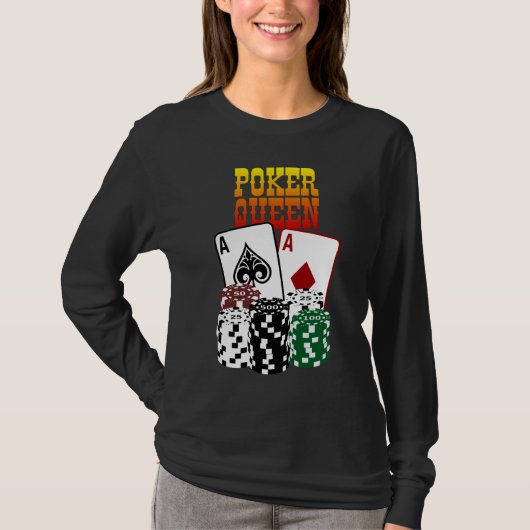 Poker-Königin - zwei Asse und Chips T-Shirt (Vorderseite)