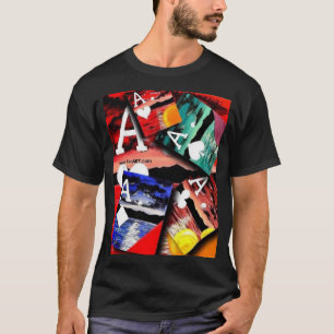 Poker-Kunst Aces Collagen-buntes vibrierendes T-Shirt