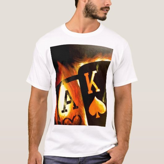 Poker-Kunst-großer glatter lodernder As-König T-Shirt (Vorderseite)