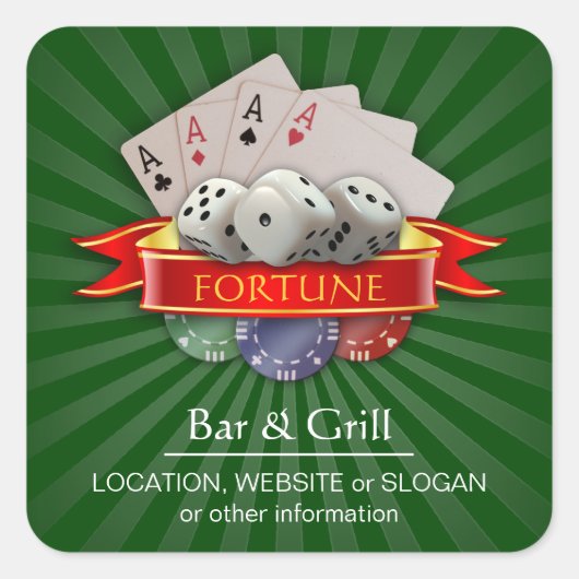 Poker Mania Personalisiert Quadratischer Aufkleber (Vorderseite)