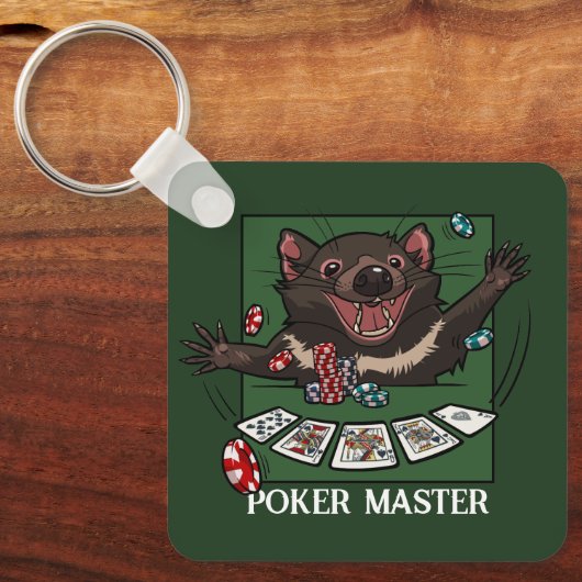 Poker Master Royal Flush Tasmanian Devil Cartoon Schlüsselanhänger (Vorderseite)
