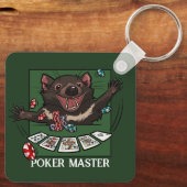Poker Master Royal Flush Tasmanian Devil Cartoon Schlüsselanhänger (Rückseite)