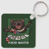 Poker Master Royal Flush Tasmanian Devil Cartoon Schlüsselanhänger (Rückseite)