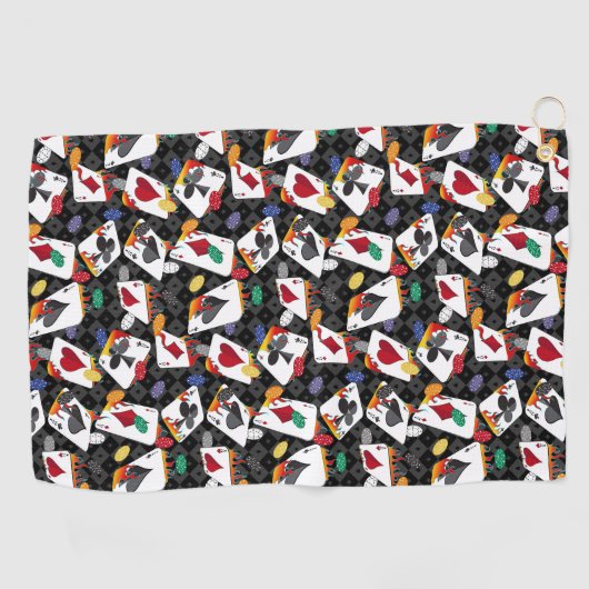 Poker mit vier Karten Golfhandtuch (Horizontal)